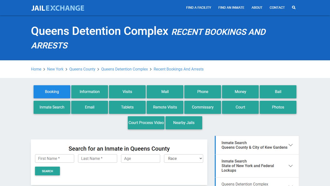 Queens Detention Complex Recent Bookings And Arrests - Jail Exchange