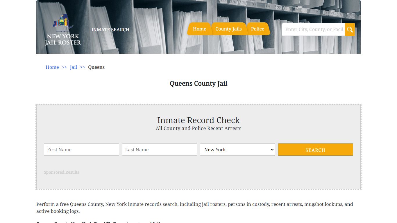 Queens County Jail - Jail Roster Search